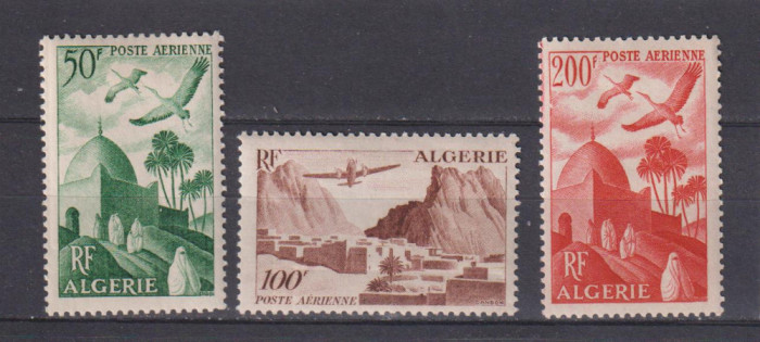 ALGERIA POSTA AERIANA 1949 MI 286-288 USOARE URME DE SARNIER