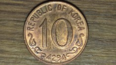 Korea / Coreea de Sud - moneda colectie exotica - 10 hwan 1961 / 4294 AU - foarte greu de gasit - prima moneda sud koreana dupa razboiul korean