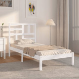 VidaXL Cadru de pat pentru o persoană 3FT, alb, 90x190 cm, lemn masiv