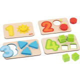 Set de 4 puzzle cu piese mari, pentru toddler, Invat numerele, Goki