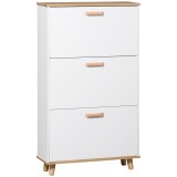 HOMCOM Mobilier pentru &icirc;ncălțăminte stil scandinav cu 3 uși abatante 70 x 23,5 x 122 cm alb | Aosom Romania