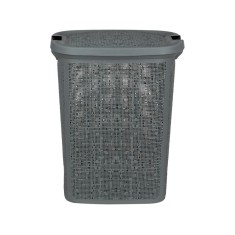 Cos de rufe, Hobby Life, Plastic, Manere din lemn, 46x37x57,5 cm, 60 L, Gri/Maro foto