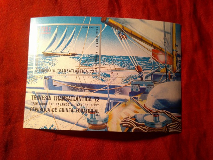 Bloc Guinea Ecuatorial 1972 - Traversare Atlantic - Nave, stampilat