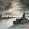 Tablou S. Racinaro (?) / lucrare dimensiuni 40 x 30 cm / ulei pe panza caserata, marina, cu pasta groasa / atmosfera reusita