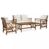 Gossi set mobilier de gradina cu perne, 4 piese, lemn masiv de acacia
