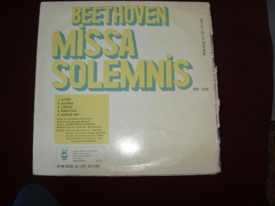 DISC VINIL - BEETHOVEN - MISSA SOLEMNIS DIRIJOR CONST. SILVESTRI -2 DISCURI foto