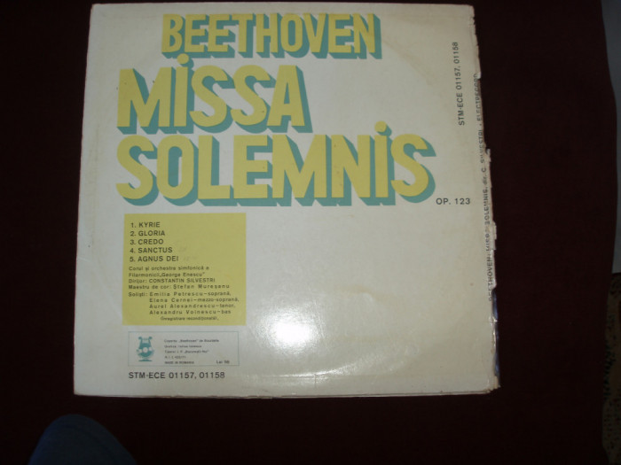 DISC VINIL - BEETHOVEN - MISSA SOLEMNIS DIRIJOR CONST. SILVESTRI -2 DISCURI