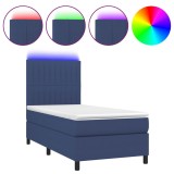 Cumpara ieftin Pat cu arcuri, saltea si LED, albastru, 120x200 cm, textil