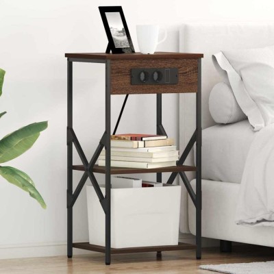 vidaXL Dulap de noapte 2 pcs Stejar brun 41 x 31 x 76 cm Lemn compozit foto