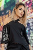 L854RR-1 Tricou asimetric stil vagabond cu decupaje, XL