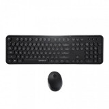 Cumpara ieftin Kit Tastatura + Mouse Serioux Retro, Wireless, 2.4 GHz, Receiver USB Nano, 1600 Dpi Ajustabil, Taste Numerice, Layout US, Negru