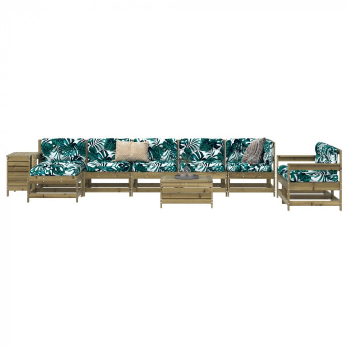 Set canapea de gradina, 10 piese, lemn de pin tratat