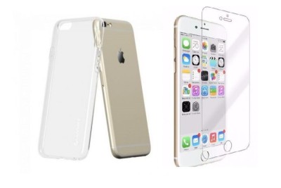 Pachet husa Apple iPhone 6 Plus/6S Plus MyStyle, slim TPU transparenta, cu folie de sticla gratis foto