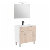 Mobilier de baie complet Leziter Neo Prime 80, alb stejar Sonoma