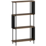 HOMCOM Raft cu 4 niveluri, raft independent cu design curbat, raft industrial pentru cărți, aspect lemn maro | Aosom Romania