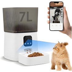 Dispenser Hranitor Automat Animale de Companie, WellLuck, Pentru Caini si Pisici, Wi-Fi, Camera Video FullHD, Programabil, Convorbire Audio, Sunet Hra