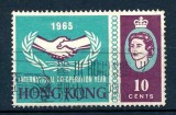 Timbru Hong Kong 1965 - Anul Cooperării Internaționale, Regina Elisabeta a II-a, 10 Cents (Mi. 216) - Ștampilat -A101