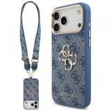 Husa pentru Apple iPhone 18 Pro Max / 17 Pro Max, Guess, Big 4G Classic Logo &amp; Big Strap Metal Buttons, Albastra