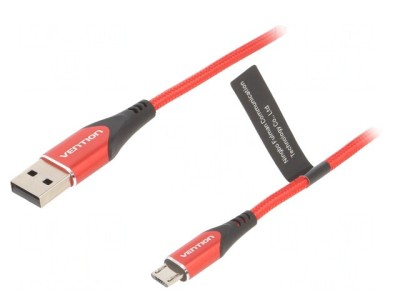 Cablu USB 2.0 A la Micro B 1,5m Roșu 480Mbps foto