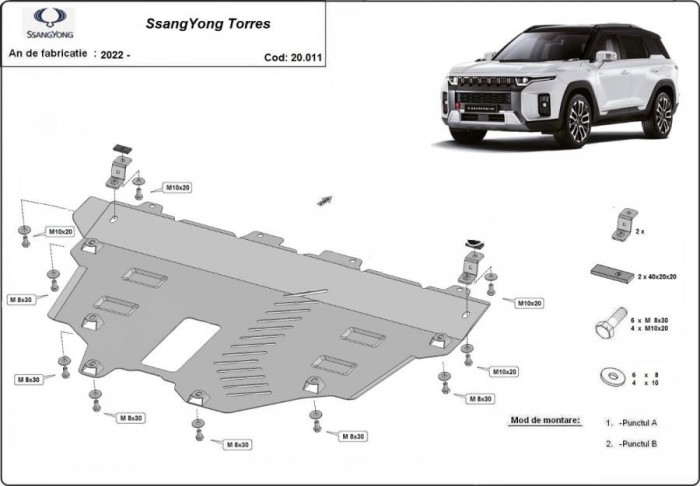 Scut motor metalic Ssangyong Torres 2023-prezent