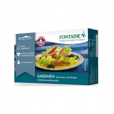 Sardine fara piele si fara oase, in ulei bio de floarea soarelui, 120g Fontaine