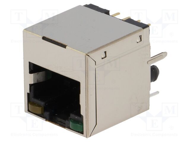 Conector RJ45 soclu ecranat 8 pini cu diodă LED THT AMPHENOL