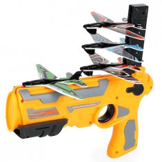 Pistol de jucarie pentru copii,lansator de 4 avioane,pistol portocaliu