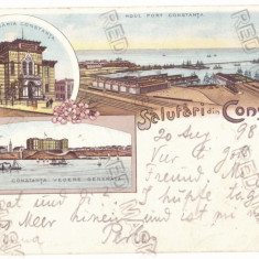 3394 - CONSTANTA, harbor, Litho, Romania - old postcard - used - 1898