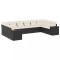 Set canapele de gradina cu perne, 10 piese, negru, poliratan