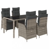 Cumpara ieftin Set mobilier de gradina cu perne, 5 piese, gri, poliratan