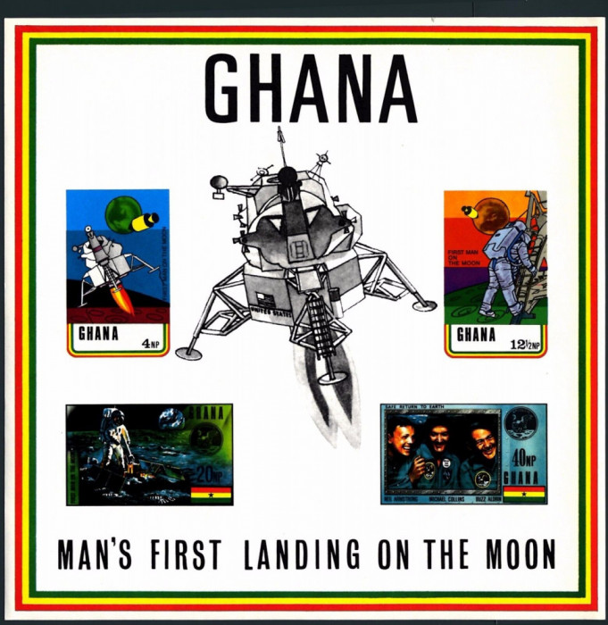 GHANA, FIRST MAN ON THE MOON - BLOC MNH