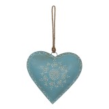 Cumpara ieftin Set 2 decoratiuni Inimioara metal albastru crem 20x1x20 cm