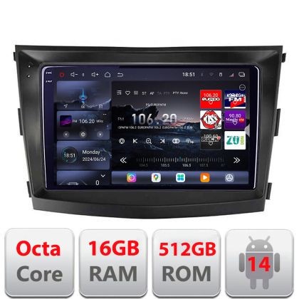 Navigatie SsangYong Tivoli 2015-2019 Android radio gps internet 8 core QLED 2K 16+512 360 Edotec CarStore Technology