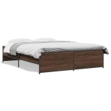 Cumpara ieftin Cadru de pat, stejar maro, 140x200 cm, lemn prelucrat si metal