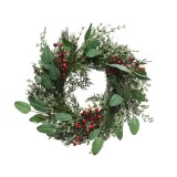 Cumpara ieftin Coronita artificiala - Deco Wreath Leves Red Berries | Kaemingk