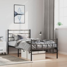 vidaXL Cadru pat metalic cu tăblii de cap/picioare, negru, 100x200 cm 355672