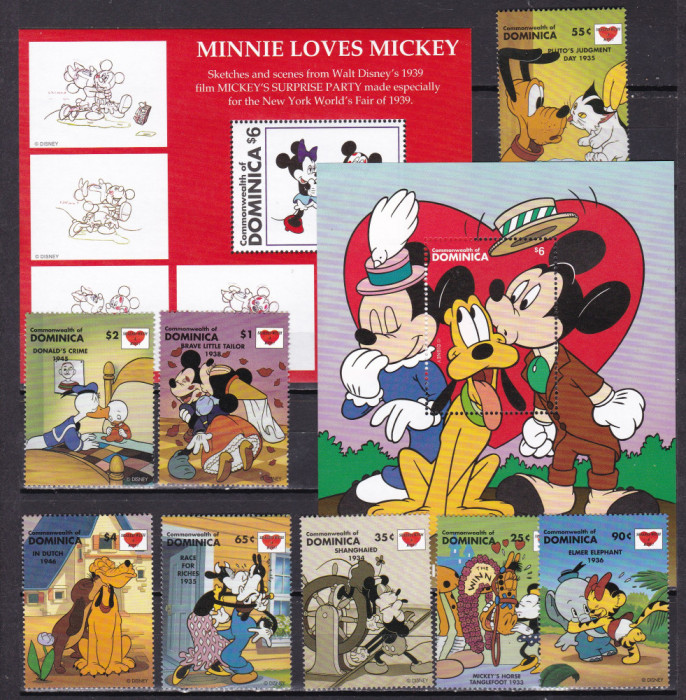 Dominica 1997 Disney MI 2284-2291 + 2 bl. 326,327 MNH