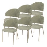 Set 6 scaune dining Lipis verzi tapitate, cadru metalic, en.casa