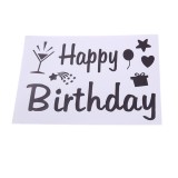 Sticker autocolant pentru baloane, flippy, tematica aniversare, model happy birthday, 29x21 cm, negru