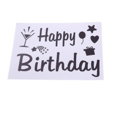 Sticker autocolant pentru baloane, flippy, tematica aniversare, model happy birthday, 29x21 cm, negru
