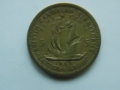 5 cents 1955 BRITISH CARIBBEAN TERRITORIES foto