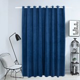 Draperie opacă albastru &icirc;nchis 290x245cm catifea inele metalice