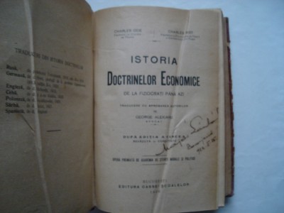 Istoria doctrinelor economice de la fiziocrati pana azi - Charles Gide (1924) foto