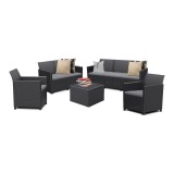 Set mobilier gradina Curver Claire, 7 locuri, grafit, ratan, perne incluse, rezistent intemperii