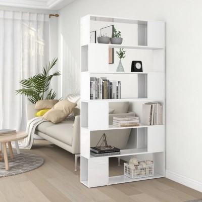 vidaXL Bibliotecă/Separator cameră, alb extralucios, 100x24x188 cm foto