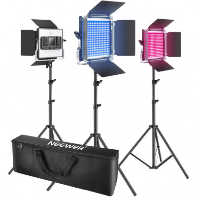 Kit de lumina continua Softbox Neewer, 480 LED RGB cu control prin aplicatie, 480 LED-uri SMD CRI95 / 3200K-5600K foto