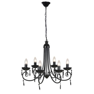 Lampă de tavan Candelabru elegant negru 6 fasunguri pentru becuri foto