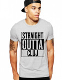 Cumpara ieftin Tricou barbati gri cu text negru - Straight Outta Cluj - XL, THEICONIC