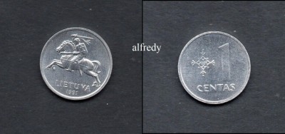 LITUANIA 1991, 1 centas foto