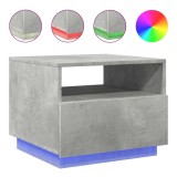 Cumpara ieftin Masuta de cafea cu lumini LED, gri beton, 50x49x40 cm